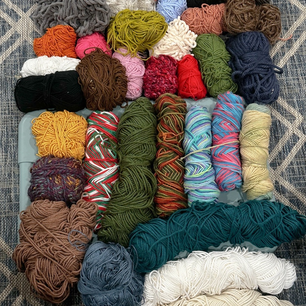 30+ skein yarn lot | assorted colors, weights, & fibers of yarn